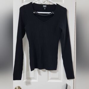 Sz M INC Black Rib Knit Sweater